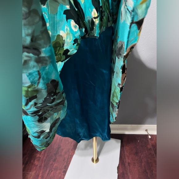 Womens Monsoon Green Floral Silk Blend Vintage Y2k Midi Slip Dress Sz 8 UK 6 US. - Picture 10 of 12